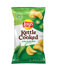 Lay's Kettle Cooked Potato Chips Jalapeno Flavored 8 oz