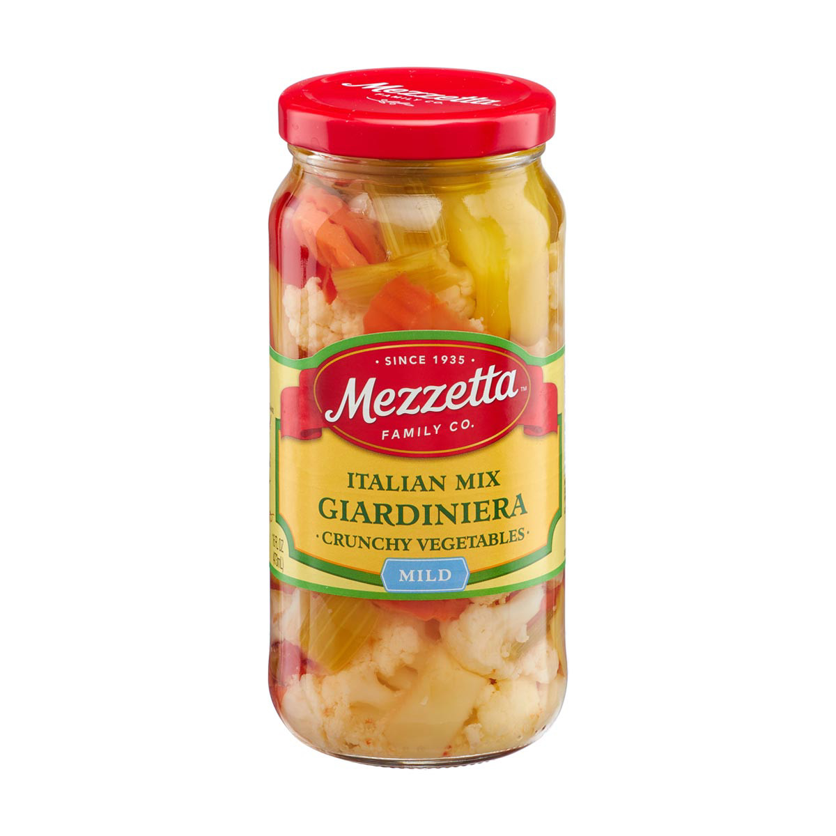 Mezzetta Hot Giardiniera Chicago Style Sandwich Mix - Pickled Carrots, Celery, Cauliflower, Olives With Serrano Peppers For Fiery Heat - Perfect For Italian Sandwich And Salads - 16 Oz Jar