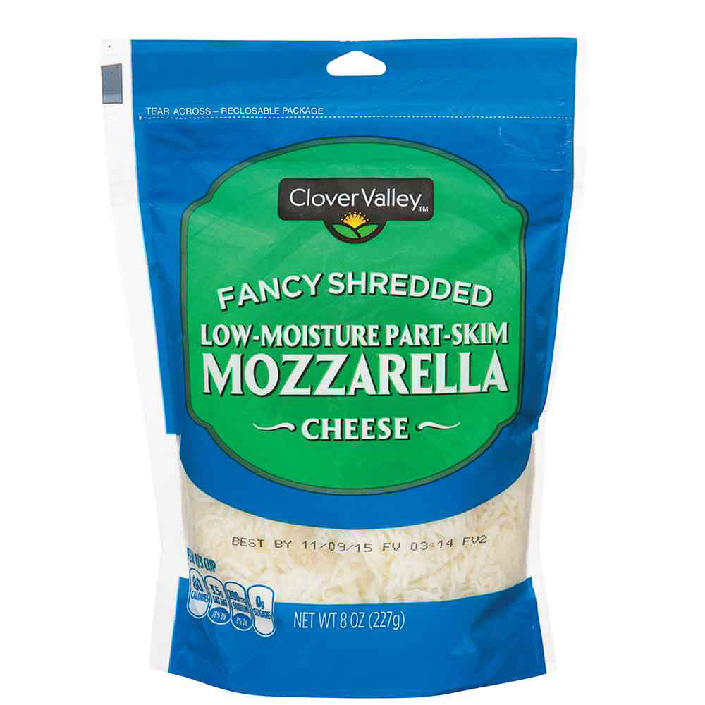 Clover Valley Mozzarella Shredded Cheese, 8 oz