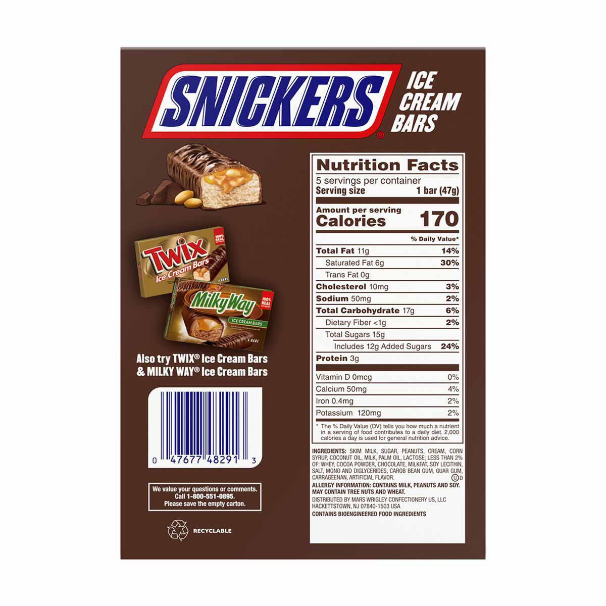 Snickers Ice Cream Bars, 5 ct