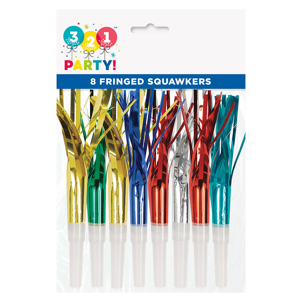 Foil Fringed Party Squawkers, 8 Count