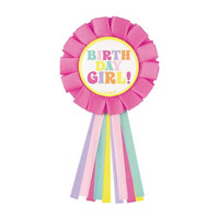 Birthday Girl Pink Ribbon Badge