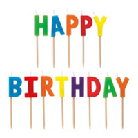 Rainbow "Happy Birthday" Letter Birthday Candles, 13 Pieces