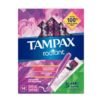 Tampax Radiant Tampons Super Absorbency, Unscented, 14 Count