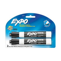 Expo Chisel Tip Dry Erase Markers Black, 2 Count
