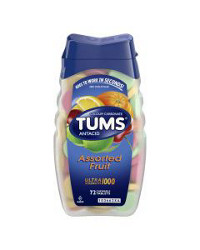 TUMS Ultra Strength Chewable Antacid Tablets for Heartburn Relief, Assorted Fruit, 72 ct