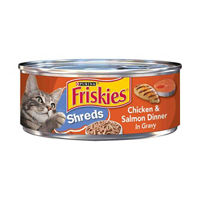 Purina Friskies Gravy Wet Cat Food, Shreds Chicken & Salmon Dinner in Gravy - 5.5 oz. Can