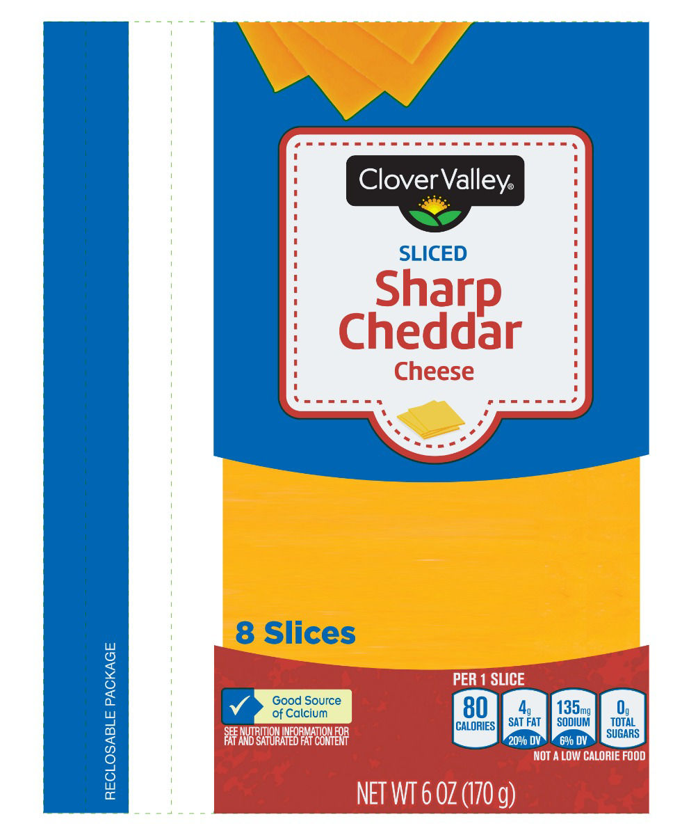 Clover Valley Sharp Cheddar Sliced Cheese, 6 oz.