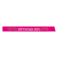 Birthday Girl Pink Satin Sash