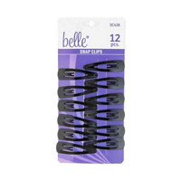 Belle Snap Clips Black, 12 Count