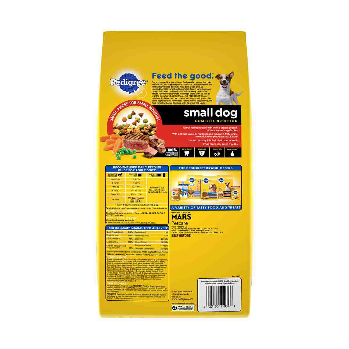 Pedigree hotsell nutrition label