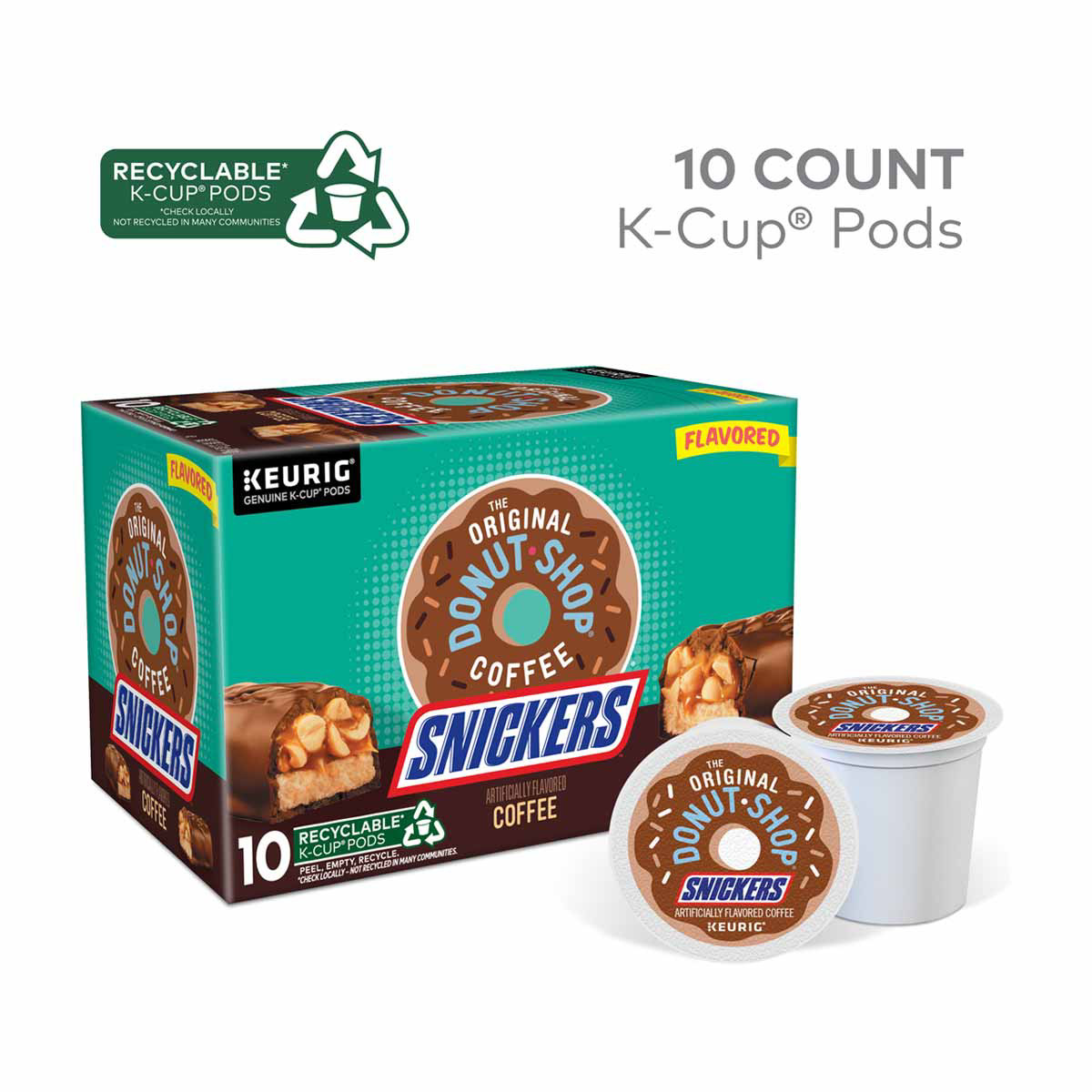 The Original Donut Shop Snickers Flavored Coffee, KCup Pods, 10 ct