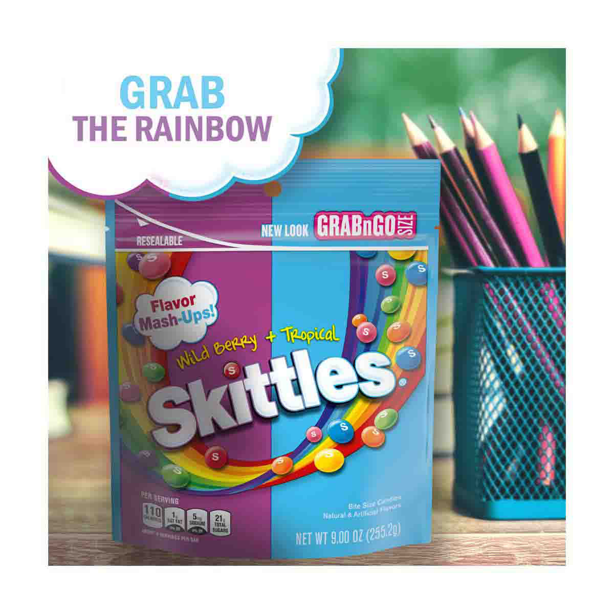 Skittles Flavor Mash-Ups Bag, Wild Berry and Tropical Candy, 9 oz.