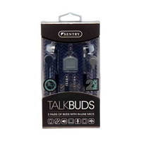 Sentry Talkbuds Wired Earbuds with In-Line Mic, 2 Pack
