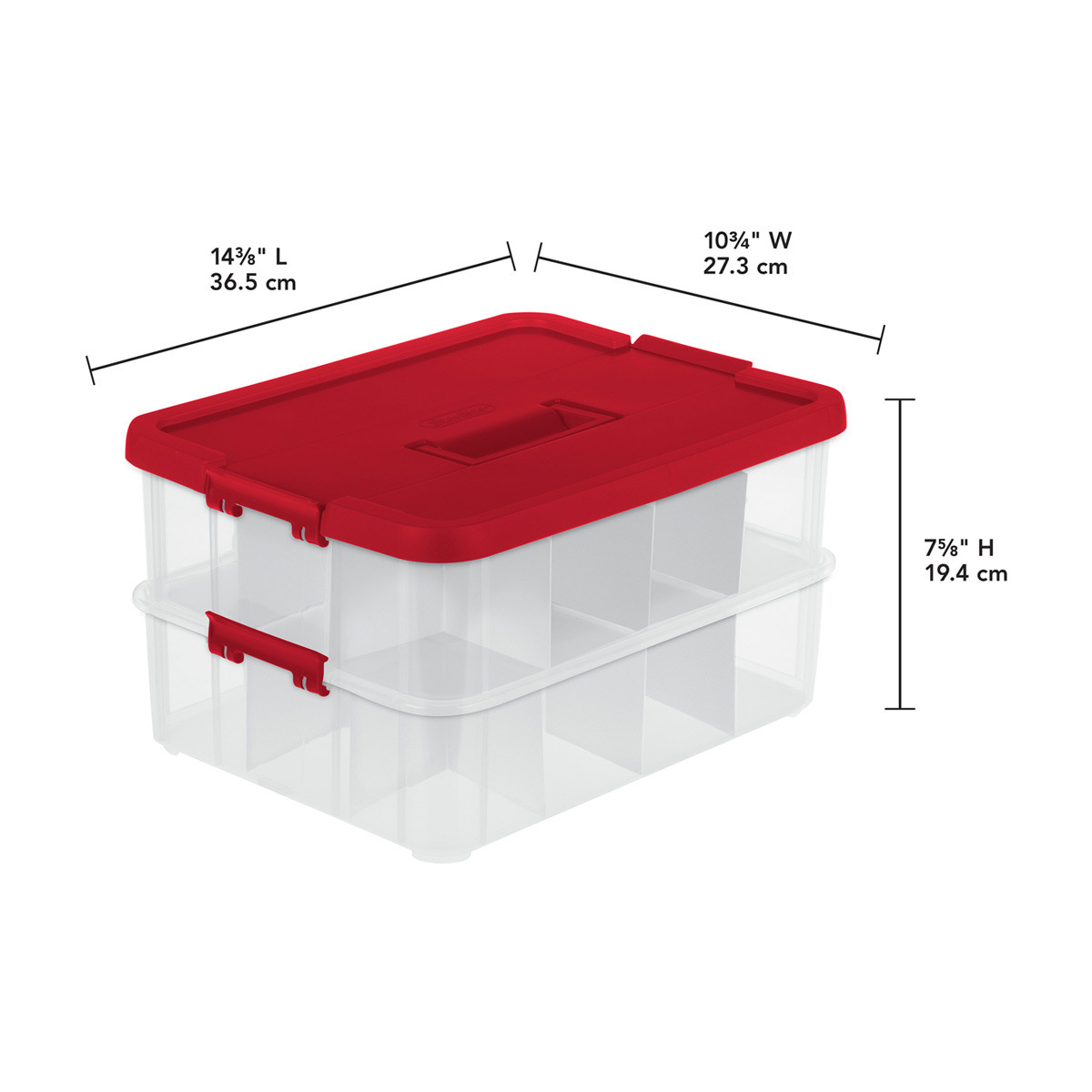 Sterilite 2-Layer Red Ornament Storage Box