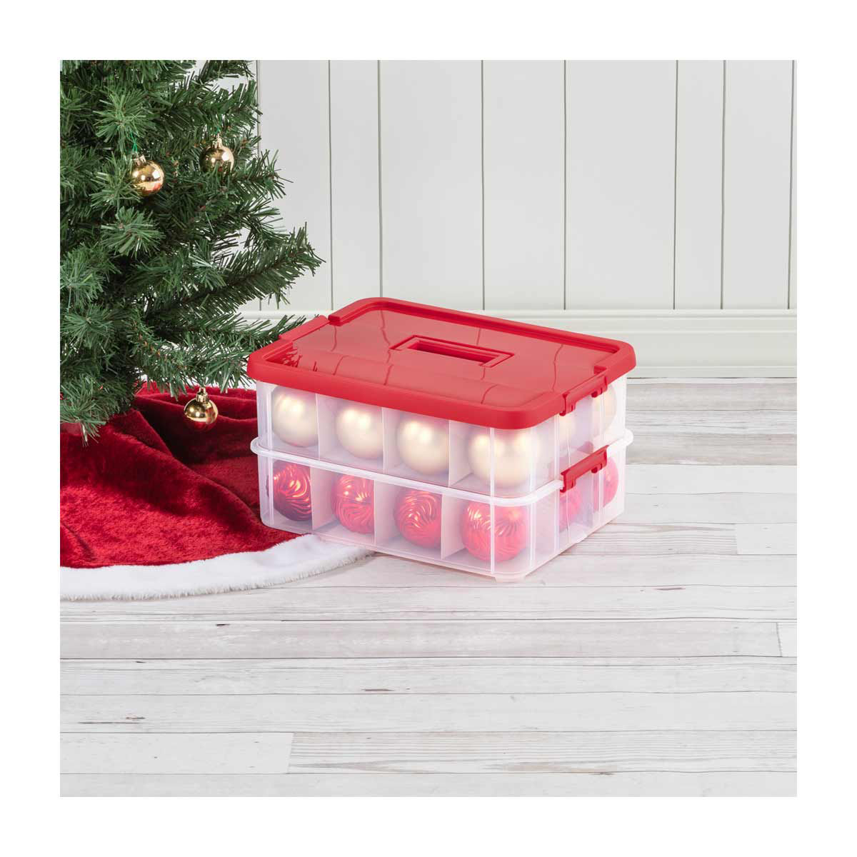 Sterilite 2-Layer Red Ornament Storage Box