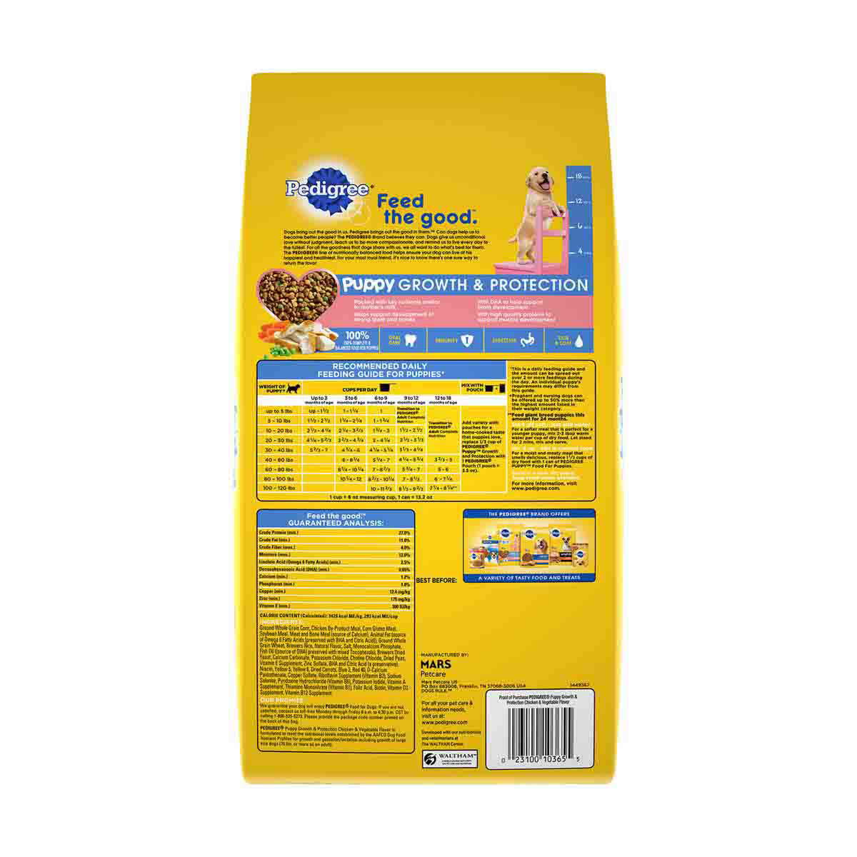 Pedigree puppy nutrition outlet facts