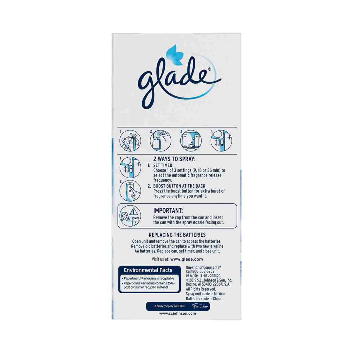 Glade Automatic Spray Holder 1 CT, Battery-Operated Holder for Automatic  Spray Refill, 10.2 oz