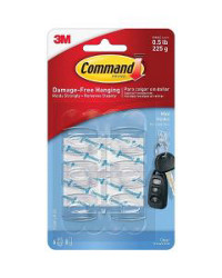 Command Clear Mini Hooks, 6 Hooks, 8 Strips/Pack