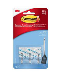 Command Small Clear Utensil Hooks with Clear Strips, 3 Hooks, 4 Strips/Pack