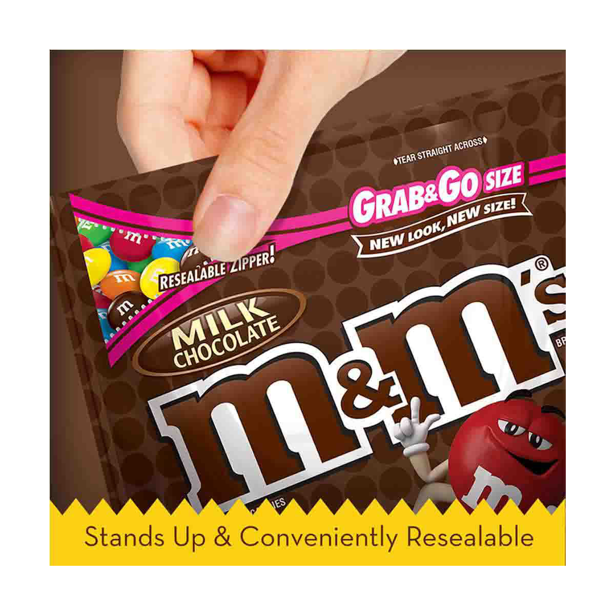 M&M'S Milk Chocolate Candy, Grab N Go, 5 oz Resealable Bag