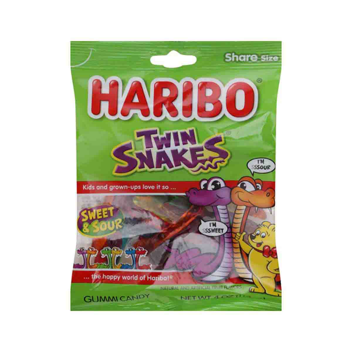 Haribo Twin Snakes Sweet & Sour Gummi Candy, 4 oz.