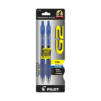 Pilot G2 Premium Gel Ink Pens, Fine Point, Blue Ink, 2 Count
