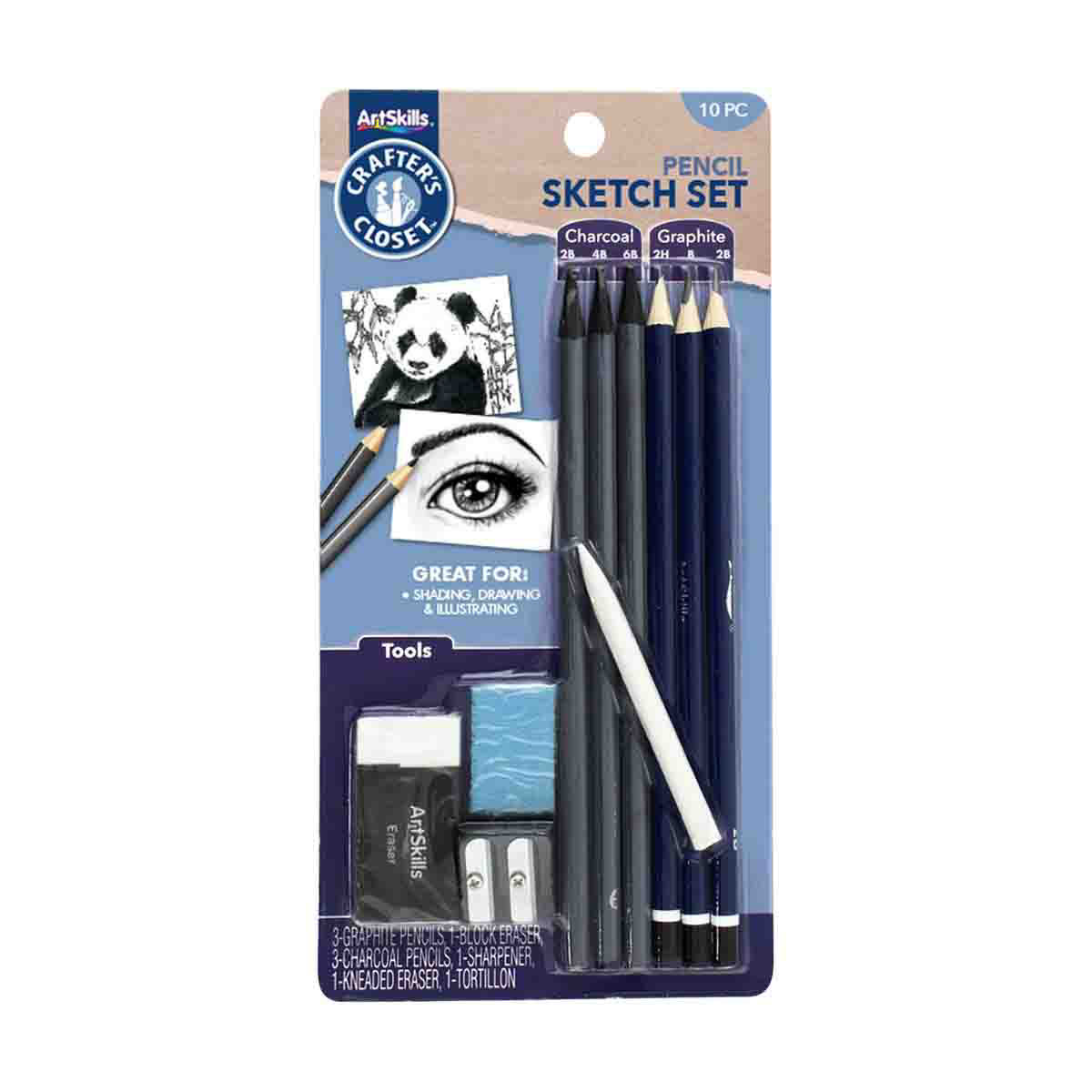 Crafter's Closet Pencil Sketch Set, Charcoal Pencils, Graphite Pencils