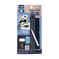 Crafter's Closet Pencil Sketch Set, Charcoal Pencils, Graphite Pencils, Block and Kneaded Erasers, Pencil Sharpener and Tortillon, 10 Pieces