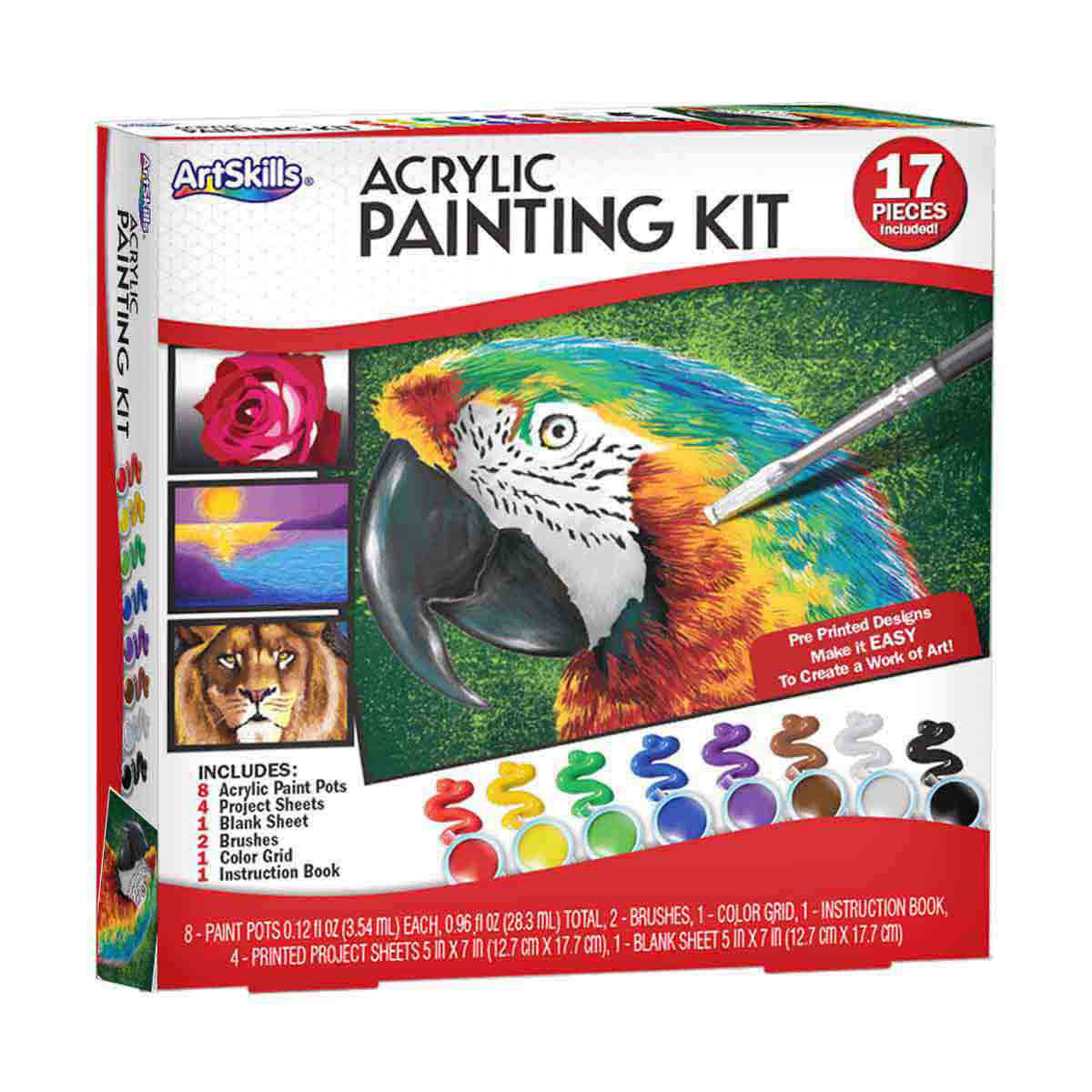 ArtSkills Learn to Paint Craft Kit includes 4 Project Sheets, Brushes
