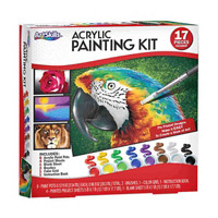 ArtSkills Learn to Paint Craft Kit includes 4 Project Sheets, Brushes, Instructions and 8 Acrylic Paints