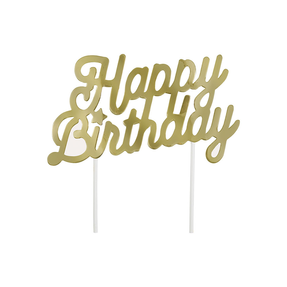 321 Party! Gold Foil Happy Birthday Cake Topper