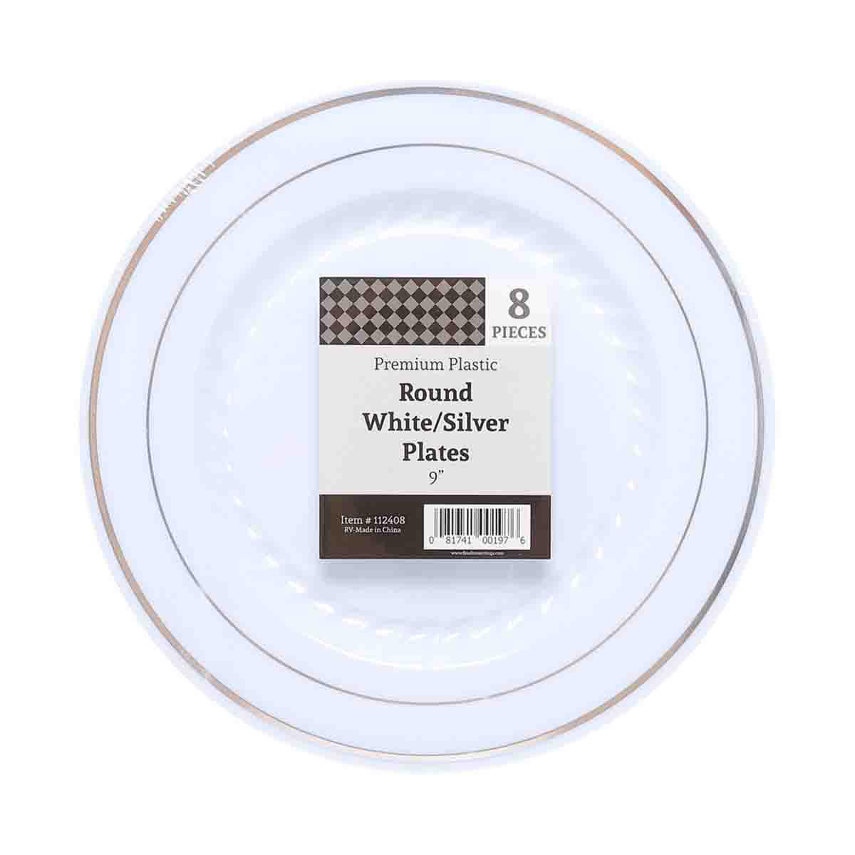 Tabletop Basics White/Silver Round Plates