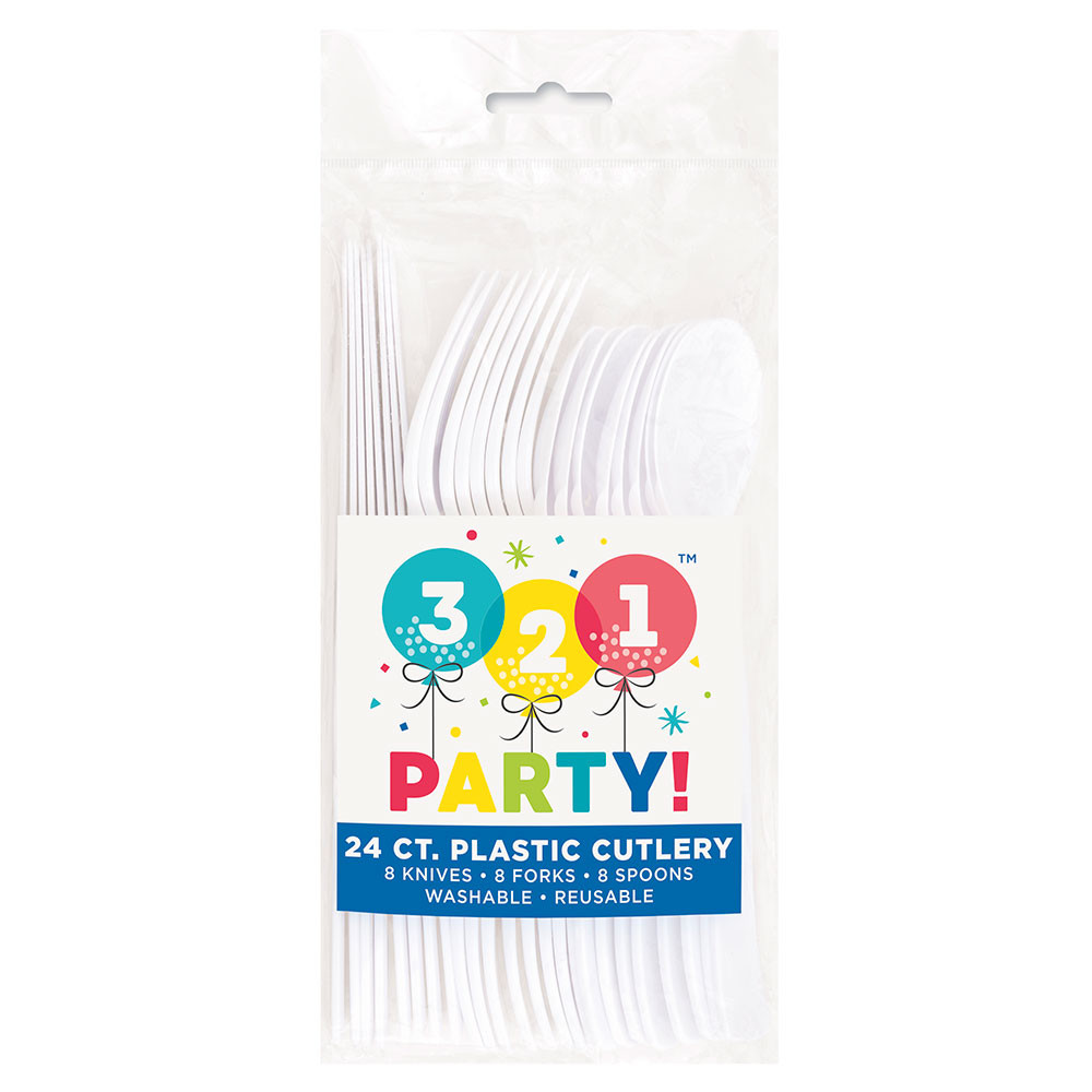 Assorted Plastic Silverware Set, 24 Pieces