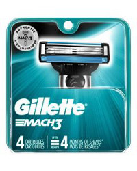 Gillette Mach3 Men's 3 Blades Razor Cartridges, 4 ct
