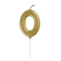 Mini Gold Number Birthday Candle, 0