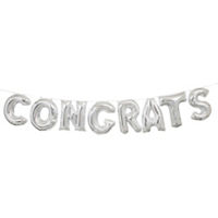 Foil Silver "CONGRATS" Letter Balloon Banner Kit