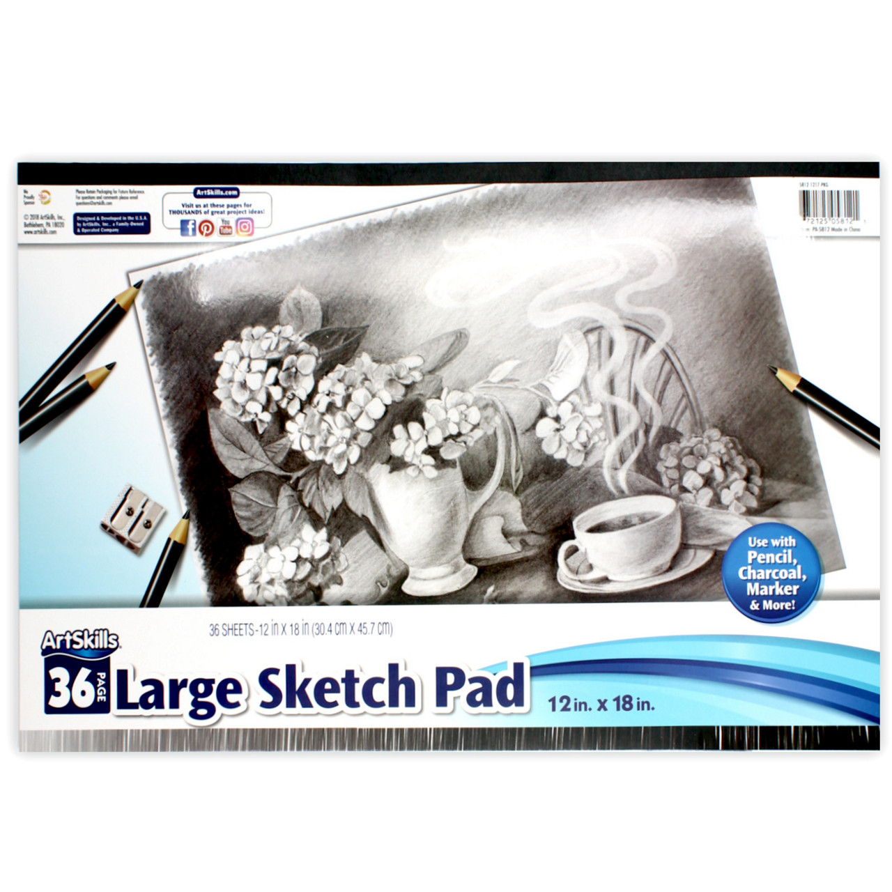ArtSkills 12 x 18 Large Hardcover Drawing & Sketch Pad Notebook, 36 Sheets