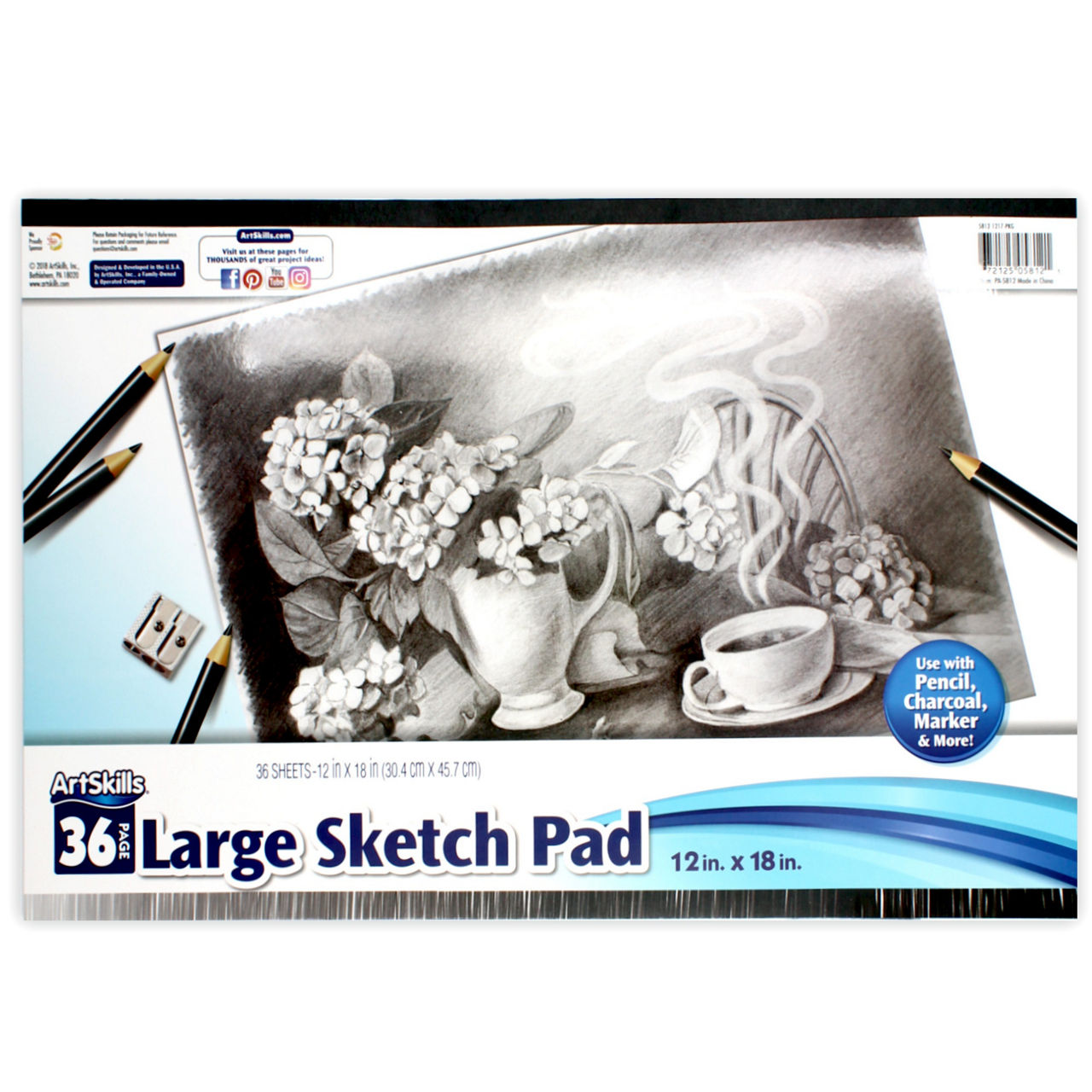 ArtSkills 12" x 18" Large Hardcover Drawing & Sketch Pad Notebook, 36