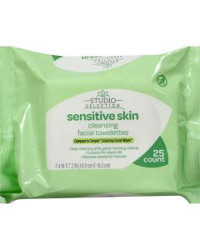 Studio Selection Sensitive Skin Cleansing Facial Towelettes, 25 Count