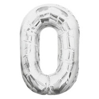 34" Giant Foil Silver Number Balloon, 0