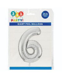 321 Party! 34" Giant Foil Silver Number Balloon, Assorted