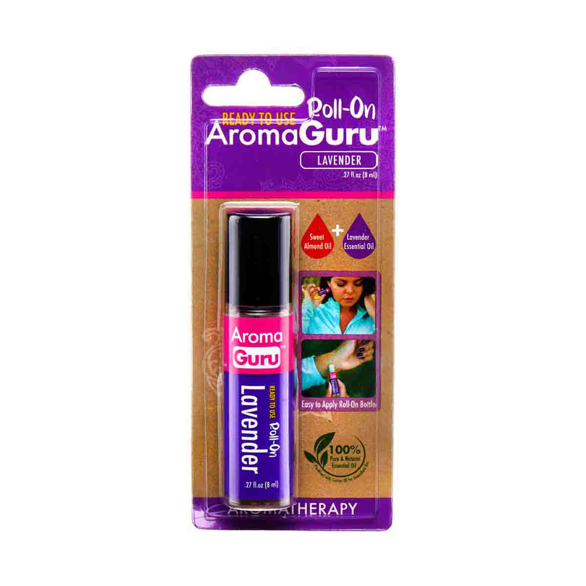 AromaGuru Roll-on Lavender Essential Oil, 0.27 fl. oz.