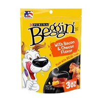 Purina Beggin' Strips Real Meat Dog Training Treats, Bacon & Cheese Flavors - 3 oz. Pouch
