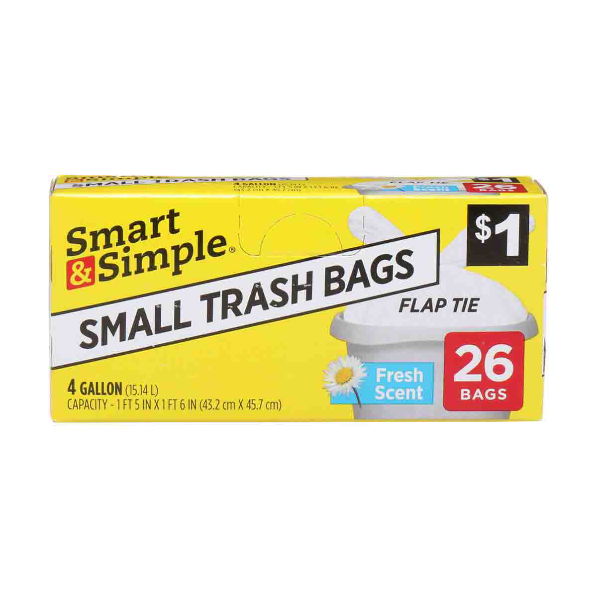 Exchange Select Small Garbage Bags 26 Ct., 4 Gal., Trash Bags, Household