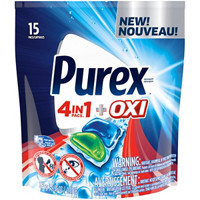 Purex 4 in 1 +  Oxi, Laundry Detergent Pods, 15 Count