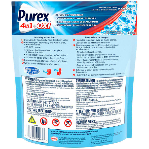 Purex 4 in 1 Plus OXI Laundry Detergent Pacs Fresh Morning Burst, 17