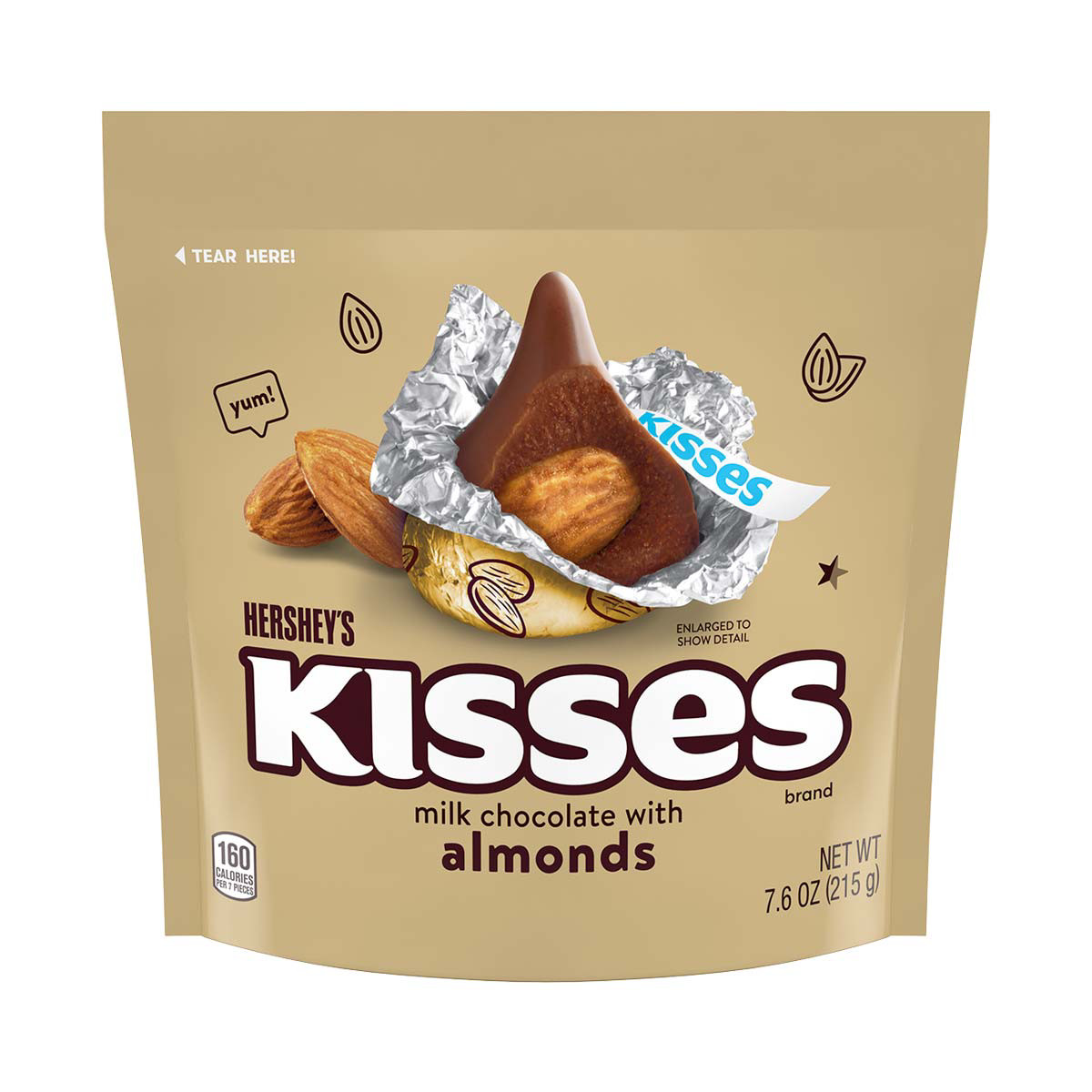 Hershey's Kisses Milk Chocolate with Almonds, 7.6 oz.