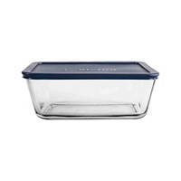 Classic Rectangular Glass Food Storage with Navy Lid, 4 3/4 Cup