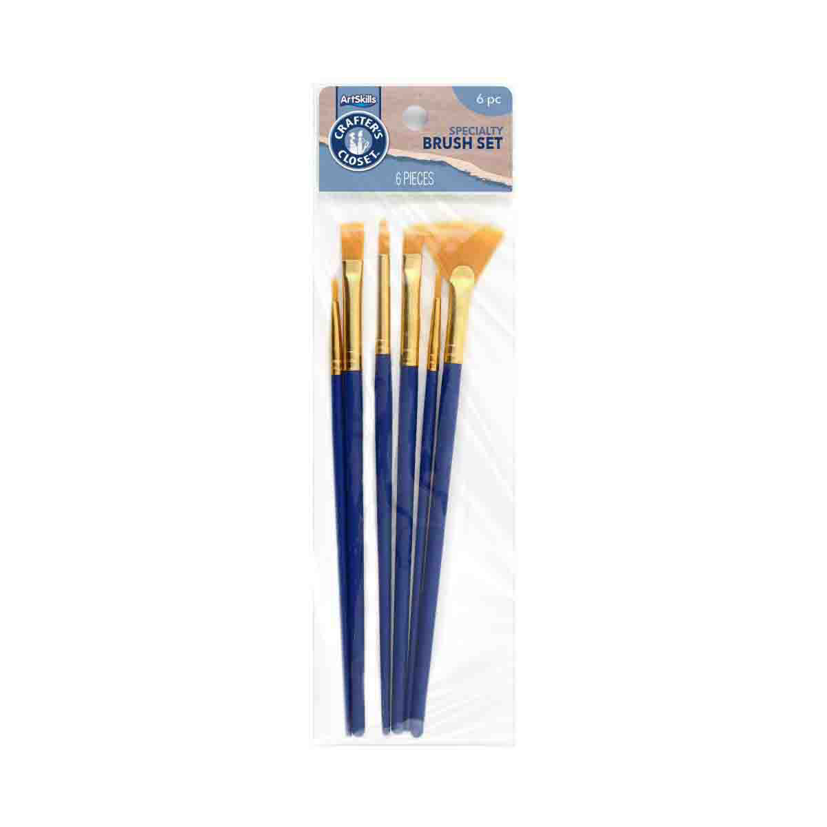 Crafter's Closet Artist Wood Handle Specialty Brush Set with Angled